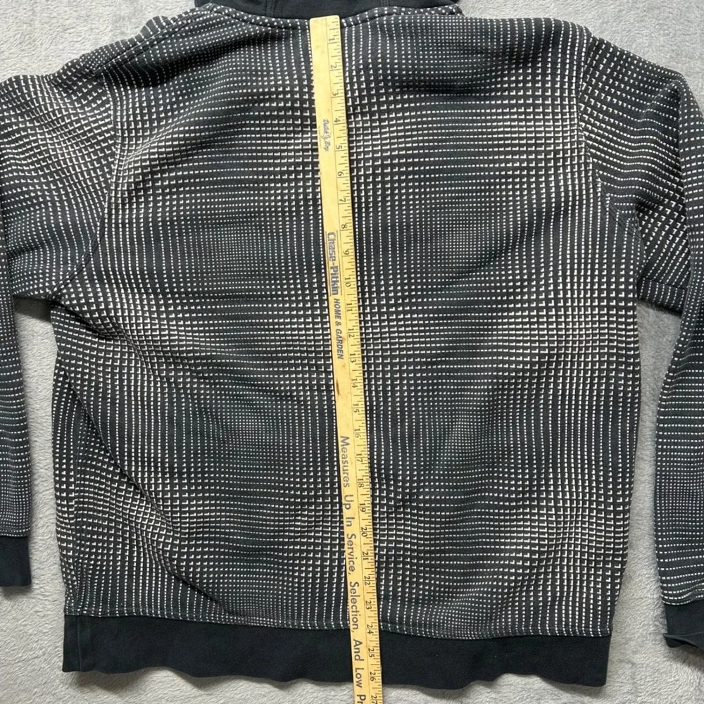 Nike Mens XXL Full Zip Hoodie Black White Geometric Grid Print Fleece Sweatshirt